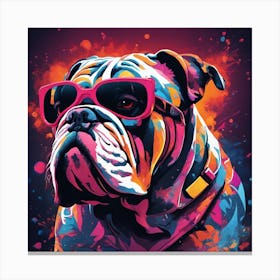 Punk Bulldog In Sunglasses Canvas Print