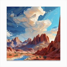 Desert Landscape Painting Canvas Print