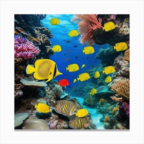 Coral Reef With Tropical Fishes Canvas Print