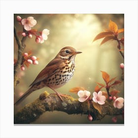 Bird Perched On A Branch Canvas Print