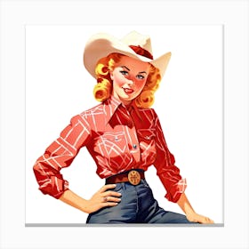 Retro Retro Cowgirl 6 Canvas Print