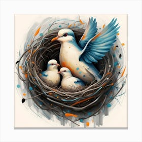 Doves In Nest 2 Canvas Print