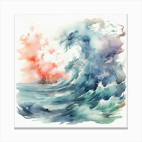 Watercolor Of A Wave Canvas Print