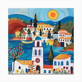 Kids Travel Illustration Greece 4 Canvas Print