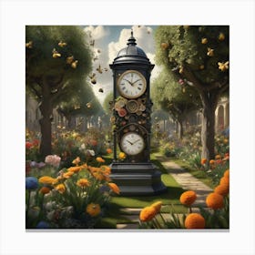 Clock In The Garden 4 Canvas Print