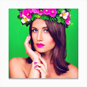 Woman with Flower Crown Canvas Print