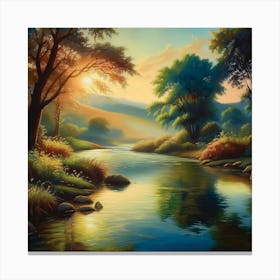 Sunset By The River 1 Canvas Print