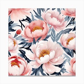 Modern Watercolor Floral Vector Set Collage Contemporary Set Of Elements Hand Drawn Realistic Peony Flowers 1 Canvas Print