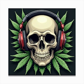 Skull With Headphones 1 Canvas Print