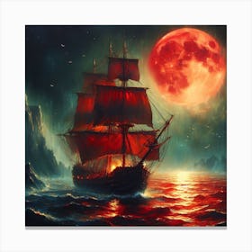 Full Moon Over The Sea Canvas Print