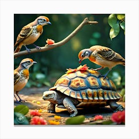 The Birds Looking Kind And Generous Giving Tortoise Their Feathers (2) Canvas Print