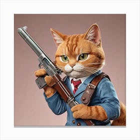Cat With Gun Canvas Print