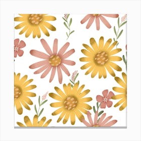 Yellow summer Daisy Pattern Canvas Print