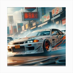 Japanes cars street drifting Canvas Print