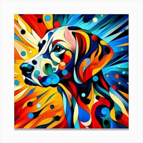 Dalmatian Painting Stunning Vibrant Abstract Dog Digital Art Modern Psychedelic Design for Home Decor Canvas Print