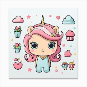 Cute Unicorn 448 Canvas Print