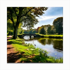 Nature Summer Outdoors Water Sightseeing Victory Park Duck Pond Garden Lake Shore Autumn (10) Canvas Print