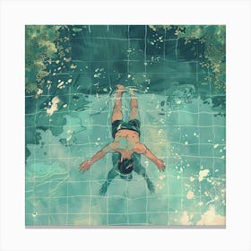 A Swimmer In A Pool Lofi Illustration 1718672147 4 Canvas Print