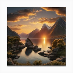 Sunset Over A Lake Canvas Print