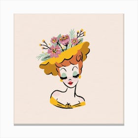 Gold Flower Head Vase – Art Print Canvas Print
