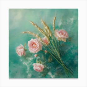 Roses And Wheat Canvas Print