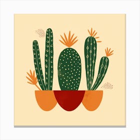 Rizwanakhan Simple Abstract Cactus Non Uniform Shapes Petrol 30 Canvas Print