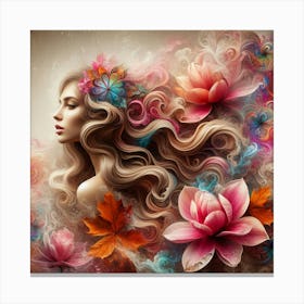 Beautiful Girl With Flowers 10 Canvas Print