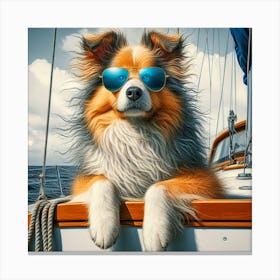 Dog On A Boat Canvas Print