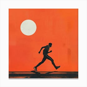 Silhouette Of A Runner At Sunset Canvas Print