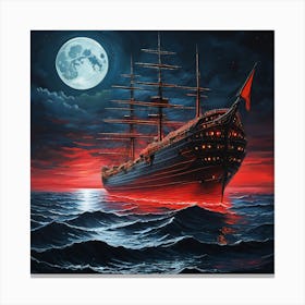 Ship At Night Canvas Print