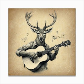 Deer With Guitar 1 Canvas Print