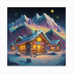 Mountain village snow wooden 6 26 Canvas Print