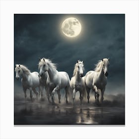 Horses In The Moonlight Canvas Print