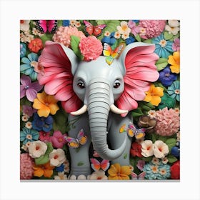 Elephant In Flowers 3 Canvas Print