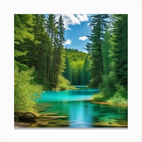 Blue Lake In The Forest 5 Canvas Print