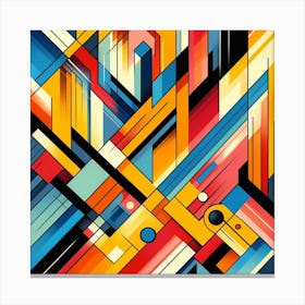 Colorful Composition: A Modern and Eye-catching Abstract Painting of Geometric Forms and Patterns Canvas Print