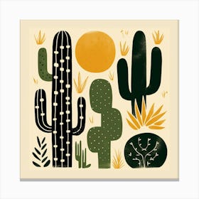 Rizwanakhan Simple Abstract Cactus Non Uniform Shapes Petrol 65 Canvas Print