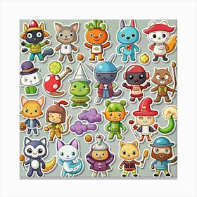 Set Of Cartoon Characters Canvas Print