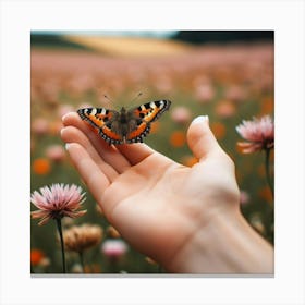 Butterfly On Hand 1 Canvas Print