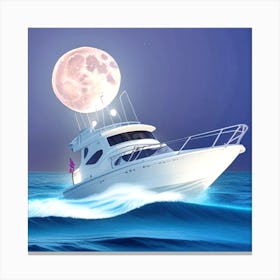 Boat In The Moonlight 2 Canvas Print