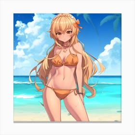 Anime Girl In Bikini Canvas Print