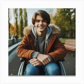 Portrait Of A Young Man In A Wheelchair Canvas Print