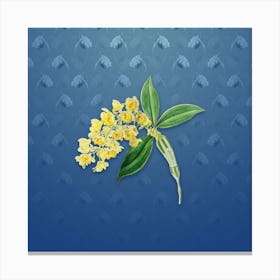 Vintage Dense Flowered Dendrobium Botanical on Bahama Blue Pattern n.0448 Canvas Print