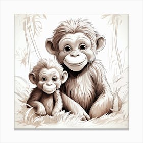 Chimpanzee Family Canvas Print