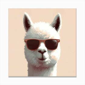 Alpaca Wearing Sunglasses Art Print | Funny Farm Animal Painting, Retro Pop Art Decor, Pastel Colour Nursery Print Canvas Print