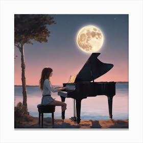 Moonlight Piano Canvas Print