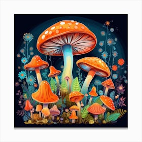 Mushrooms And Flowers 19 Canvas Print