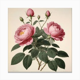 Roses flower plants painting art print 1 Canvas Print