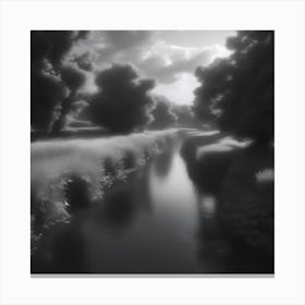 River In Black And White 2 Canvas Print