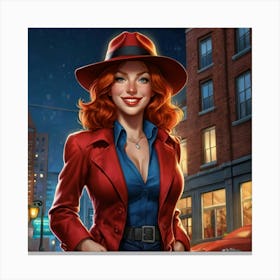 Woman In A Red Coat Canvas Print